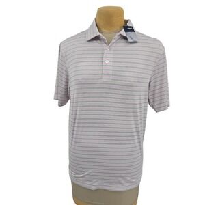 Ahead Polo Shirt Mens Small Raspberry Pink Striped Performance Golf AE40 NWT